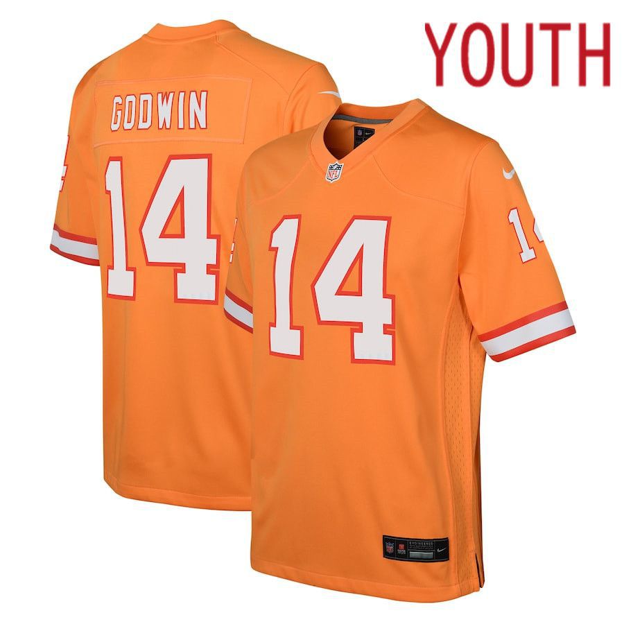 Youth Tampa Bay Buccaneers #14 Chris Godwin Nike Orange Throwback Game NFL Jersey->youth nfl jersey->Youth Jersey